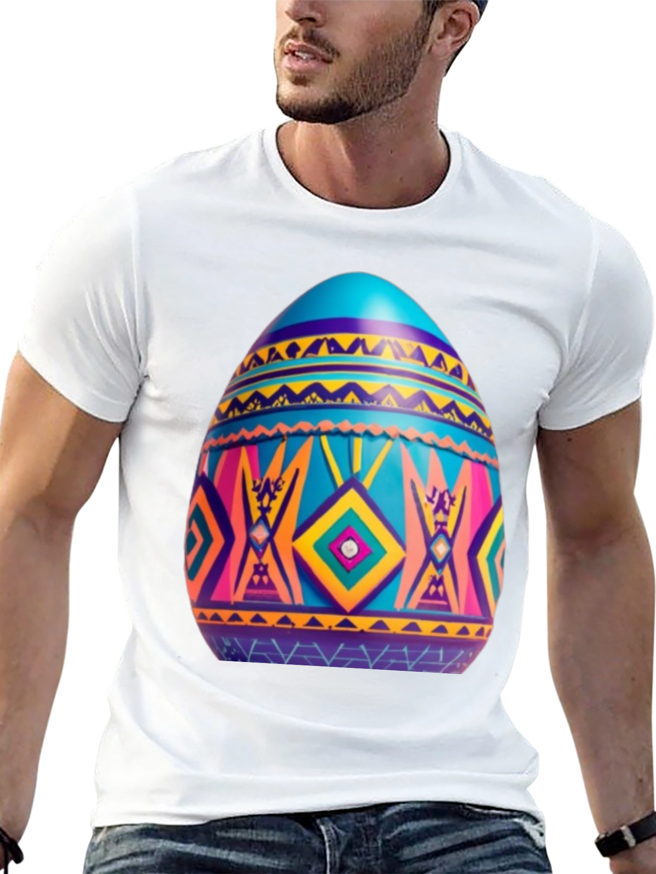 Festive Easter Egg Graphic Tee - Black