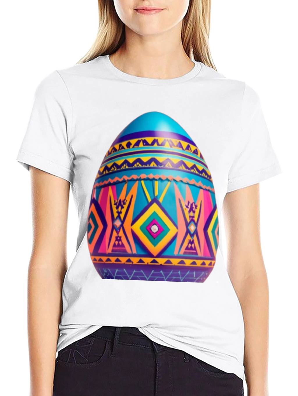 Festive Easter Egg Graphic Tee - Black