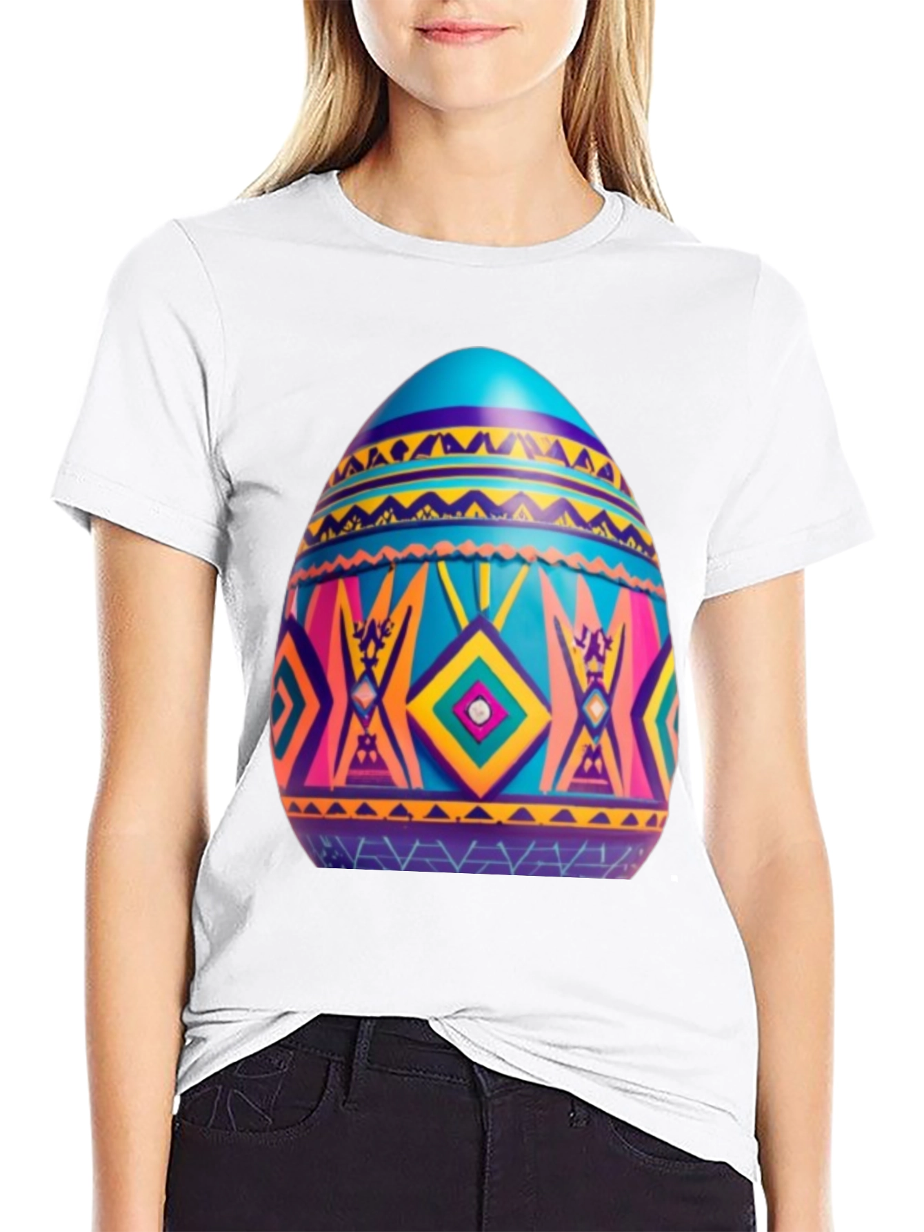 Festive Easter Egg Graphic Tee - Black