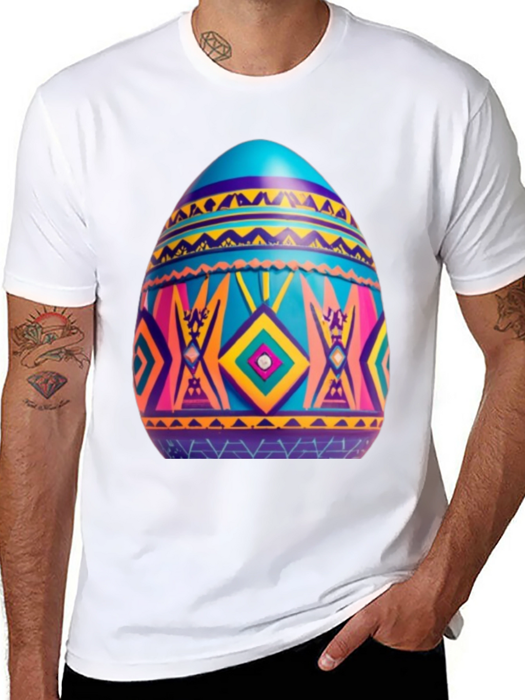 Festive Easter Egg Graphic Tee - Black