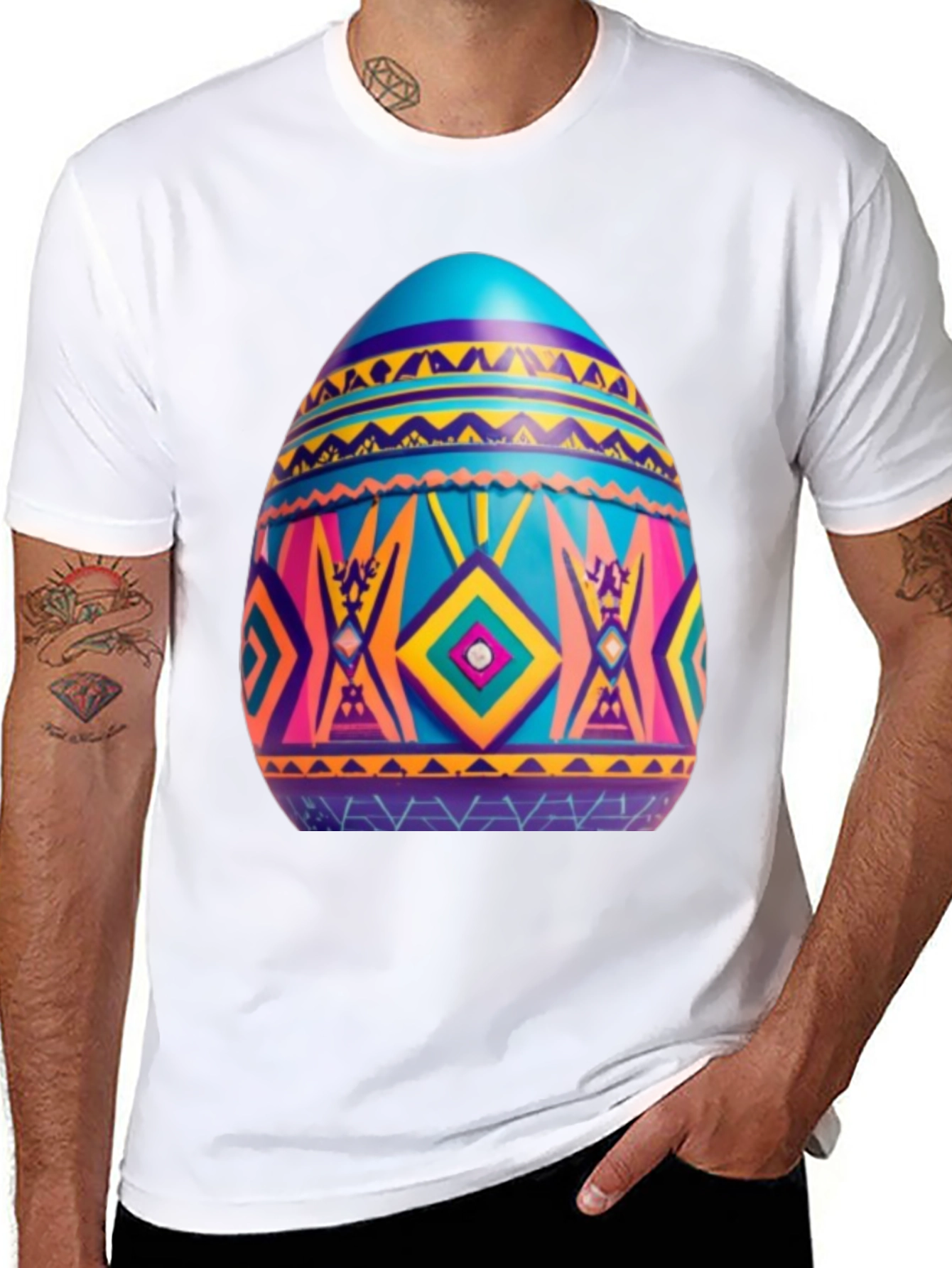 Festive Easter Egg Graphic Tee - Black