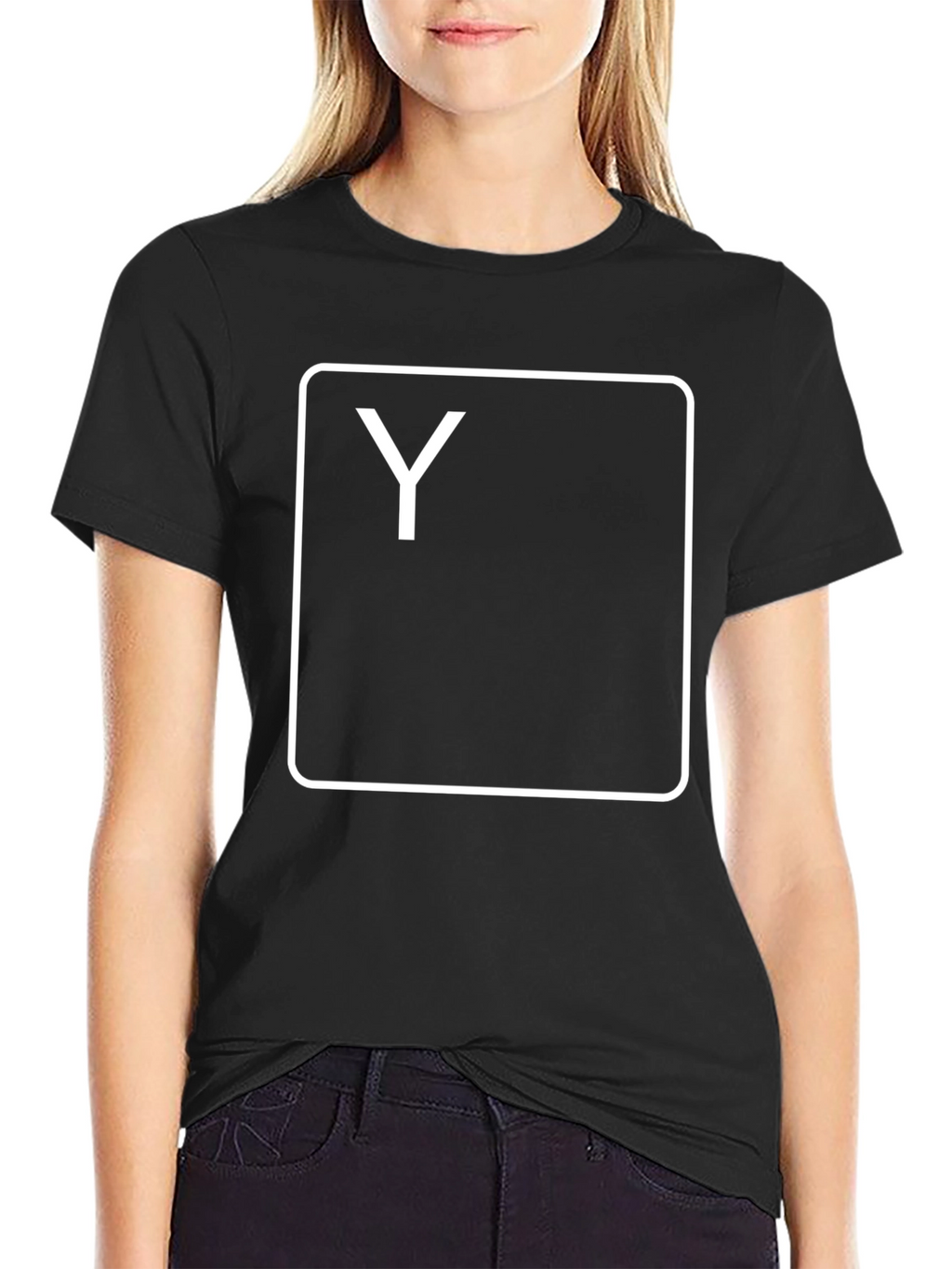 Black T-Shirt with White Y Key Design