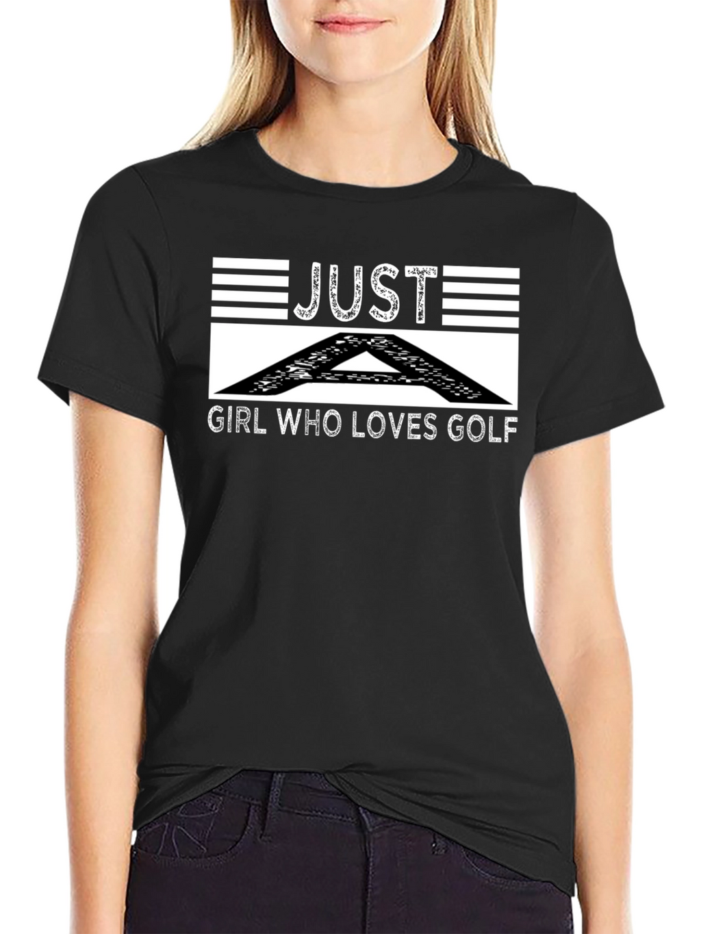 Just A Girl Who Loves Golf Black T-Shirt