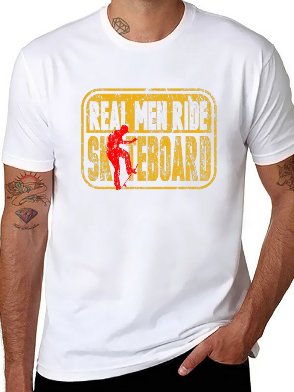 Real Men Ride Skateboard Graphic Tee