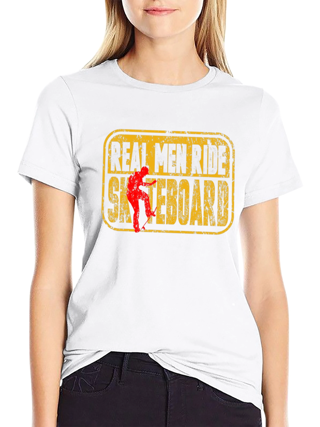 Real Men Ride Skateboard Graphic Tee