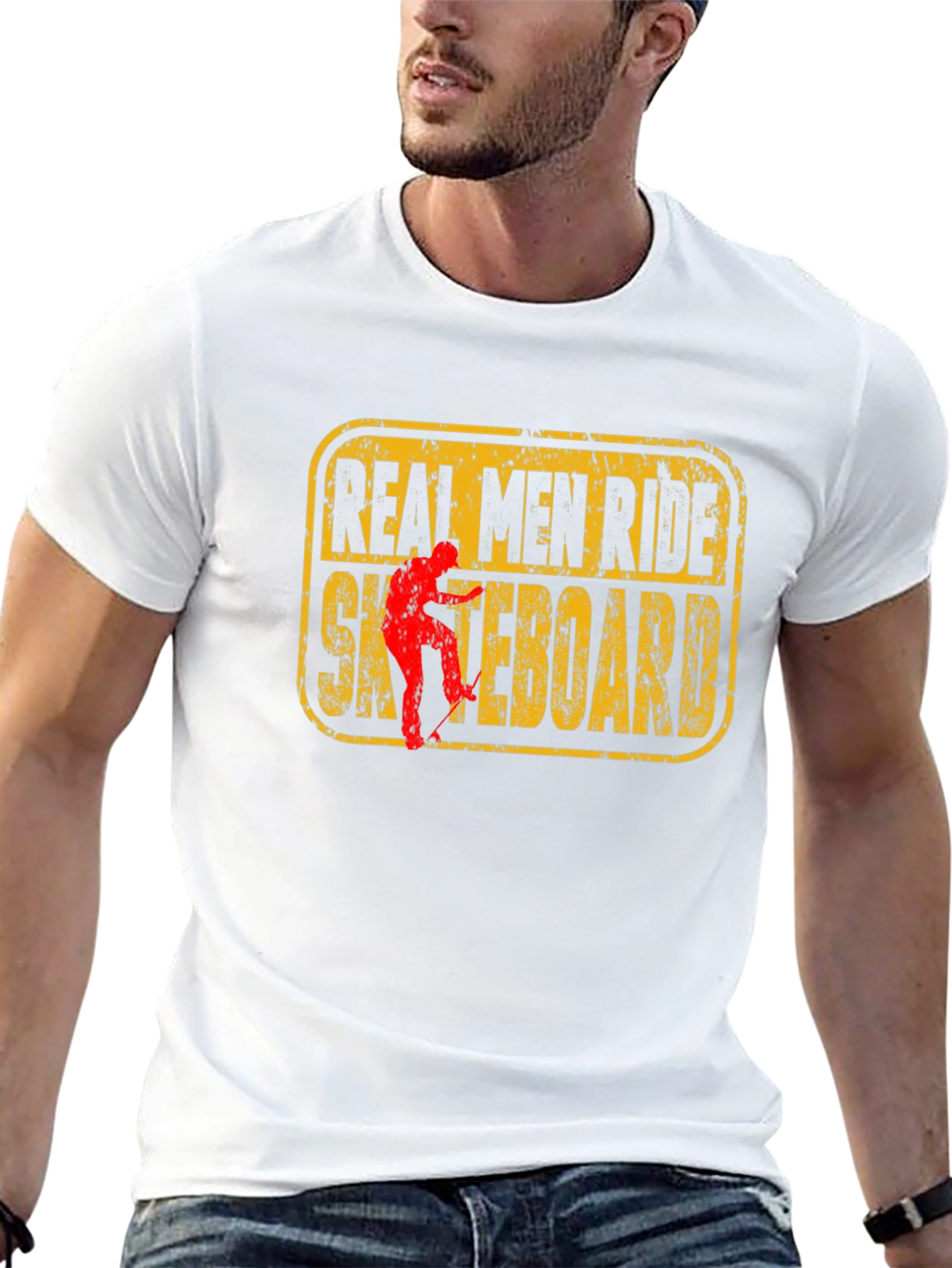 Real Men Ride Skateboard Graphic Tee