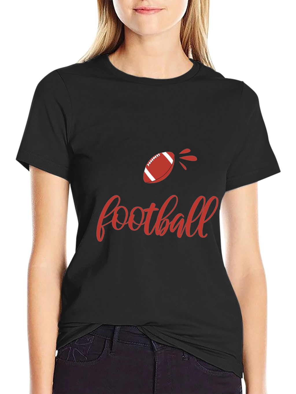 Football Graphic Tee - Black Cotton T-Shirt