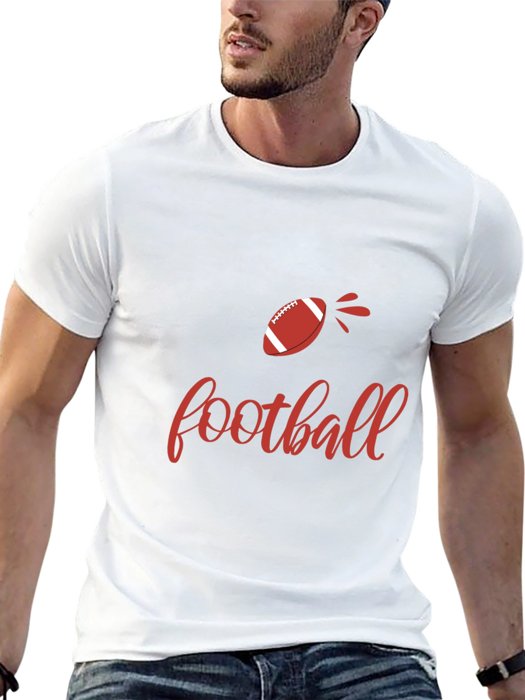 Football Graphic Tee - Black Cotton T-Shirt