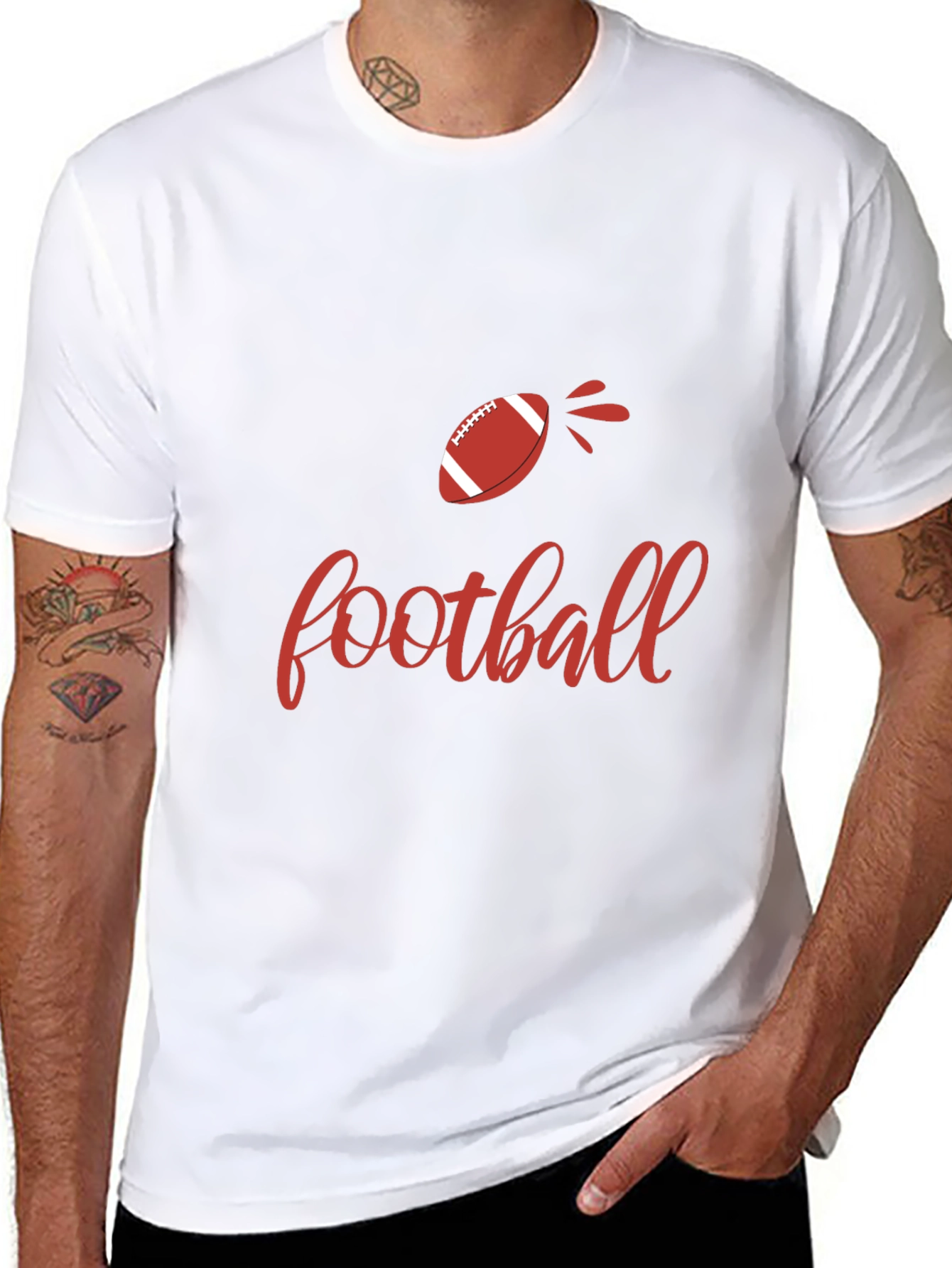 Football Graphic Tee - Black Cotton T-Shirt