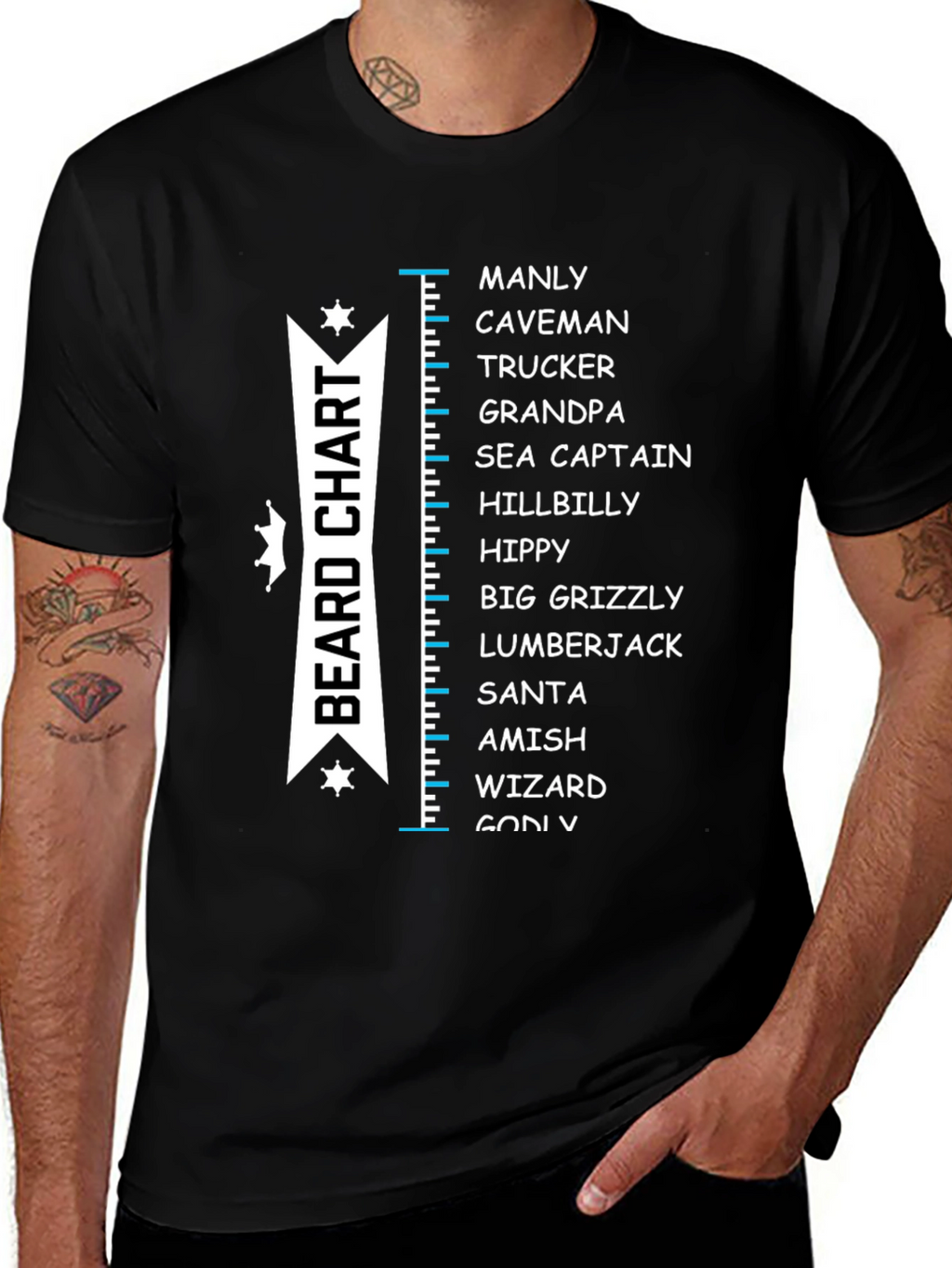 Beard Chart T-Shirt - Manly Funny Tee