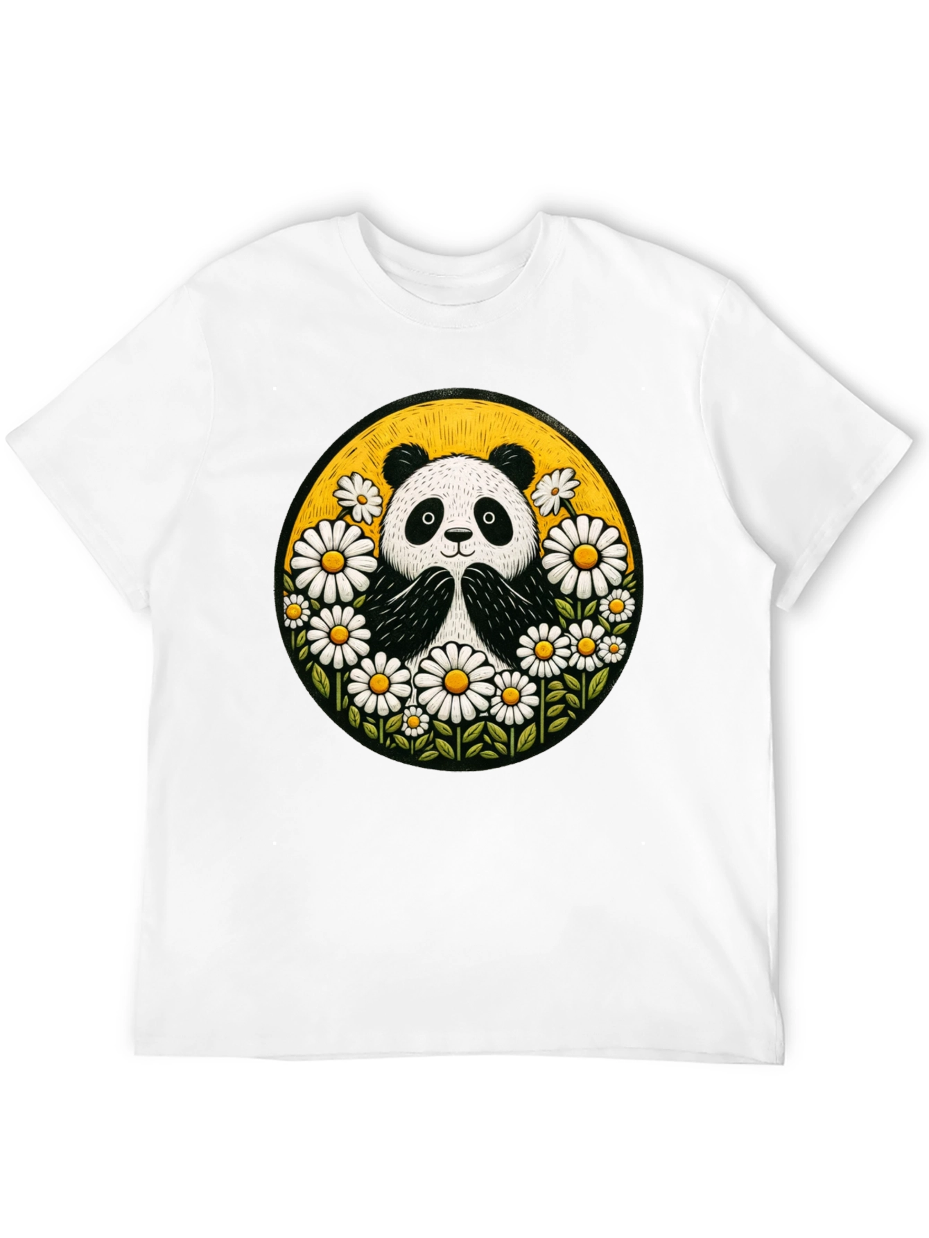 Panda Daisy Circle Graphic T-Shirt