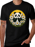 Panda Daisy Circle Graphic T-Shirt