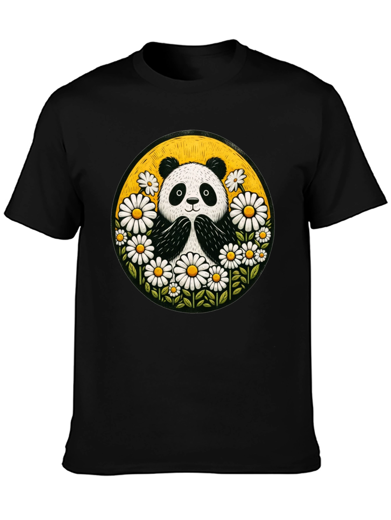 Panda Daisy Circle Graphic T-Shirt