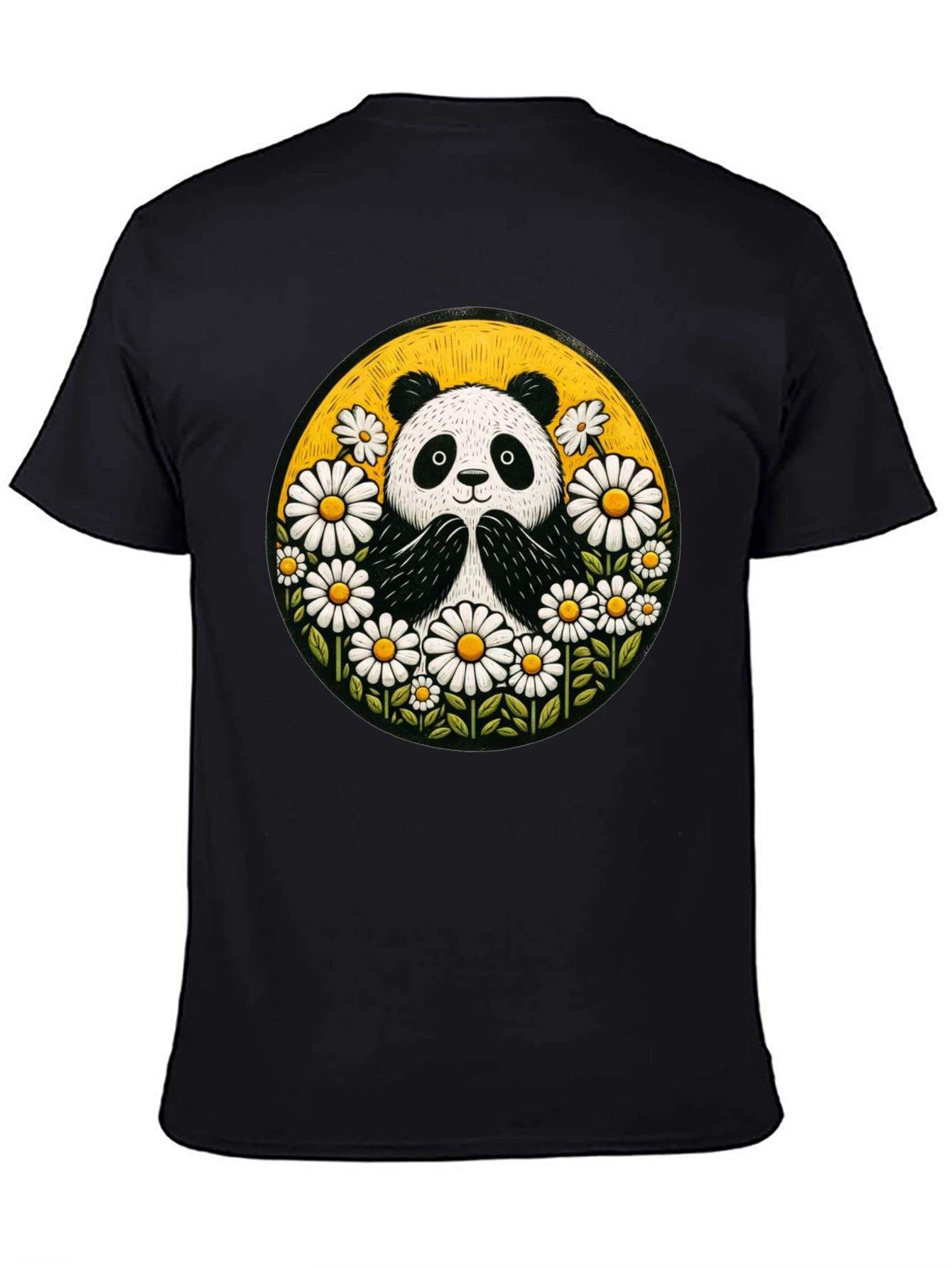 Panda Daisy Circle Graphic T-Shirt