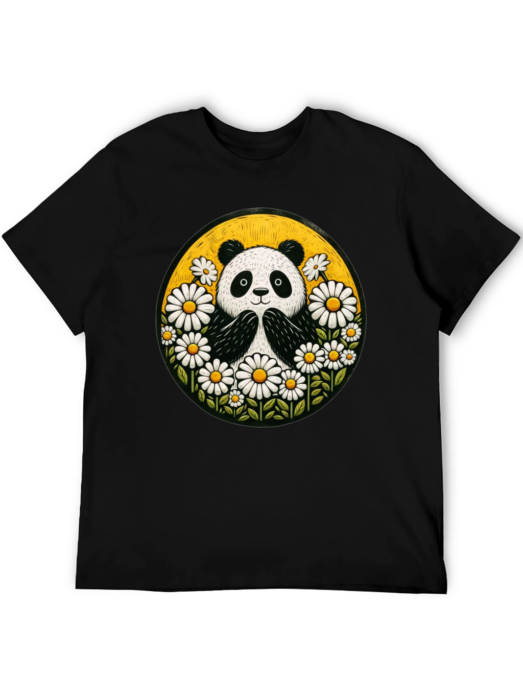 Panda Daisy Circle Graphic T-Shirt