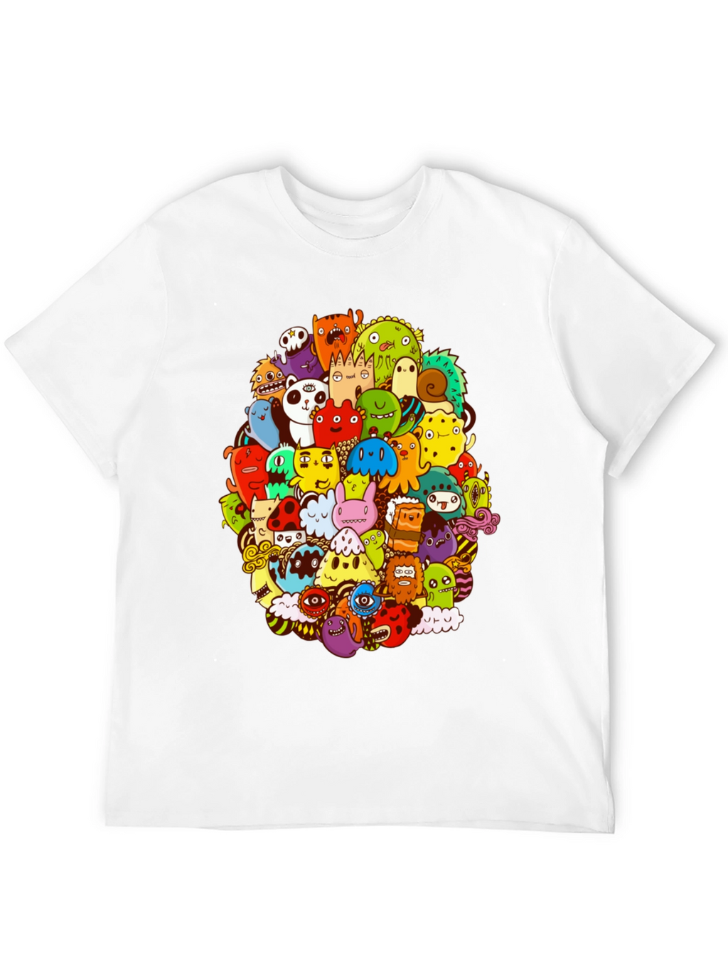Monster Doodle Graphic Print Black T-Shirt