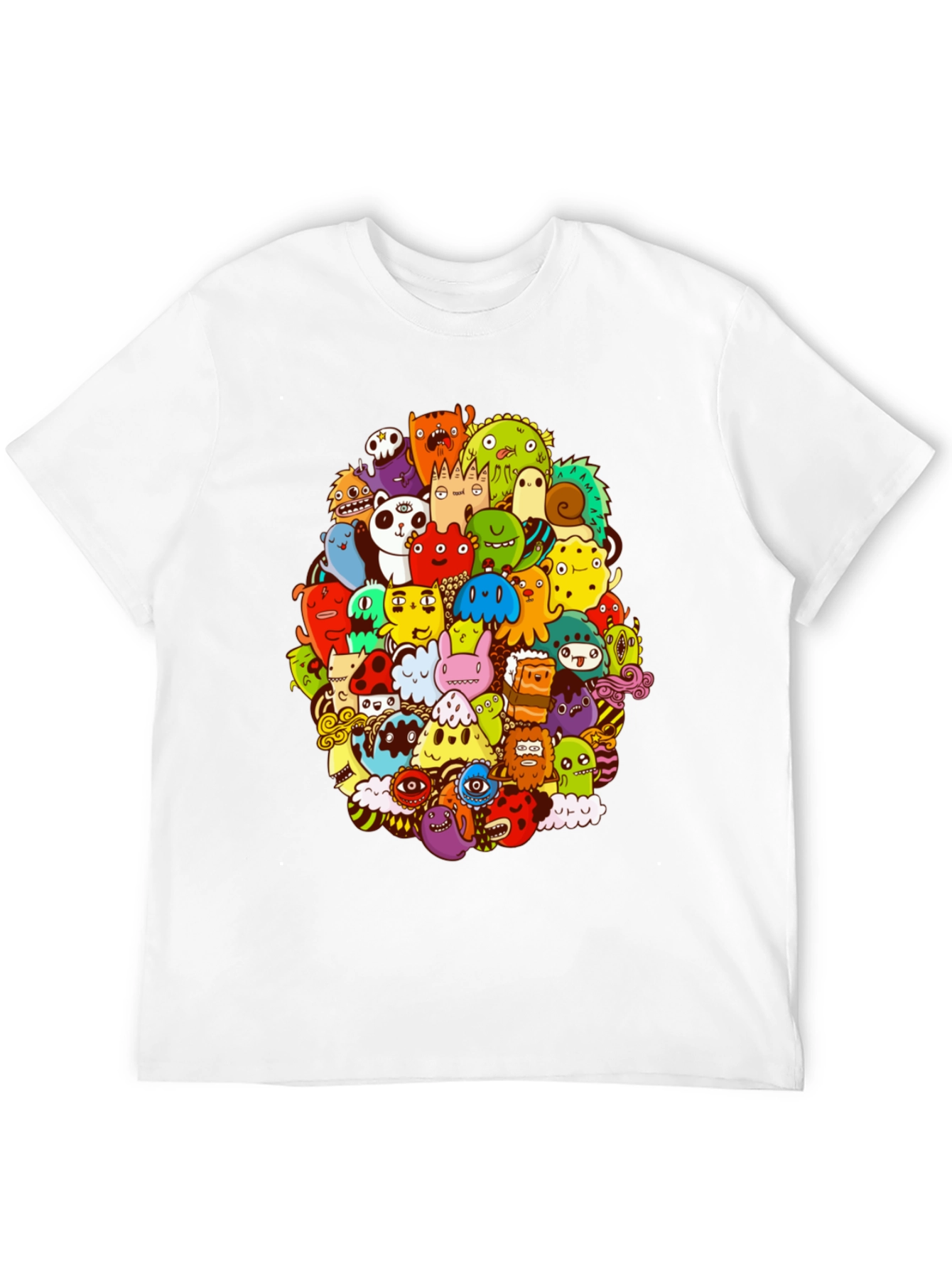 Monster Doodle Graphic Print Black T-Shirt