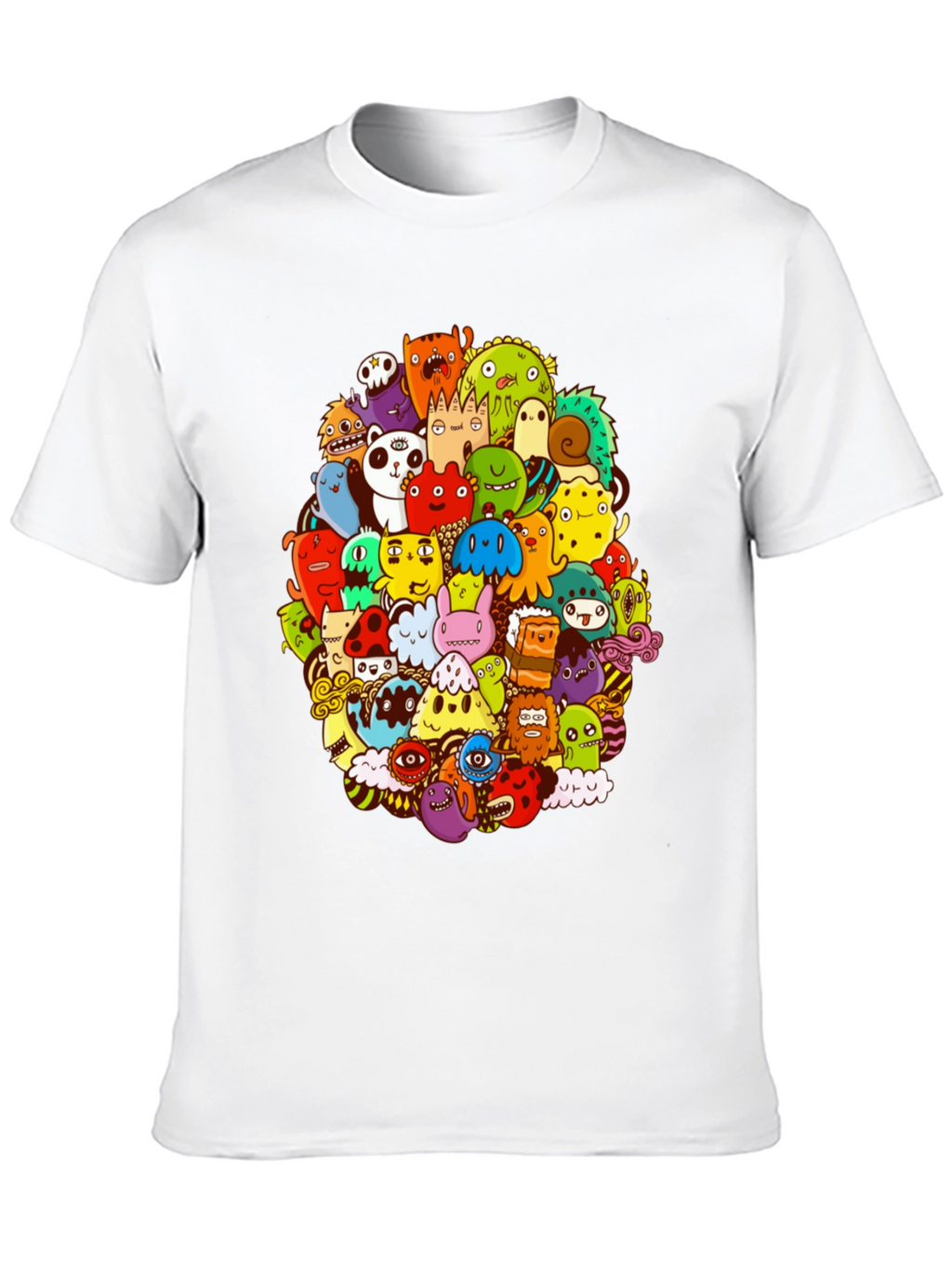 Monster Doodle Graphic Print Black T-Shirt