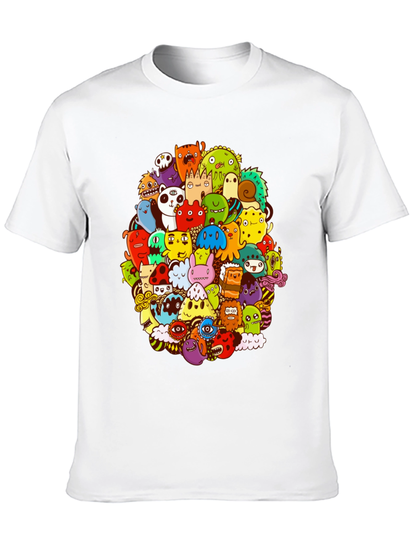 Monster Doodle Graphic Print Black T-Shirt