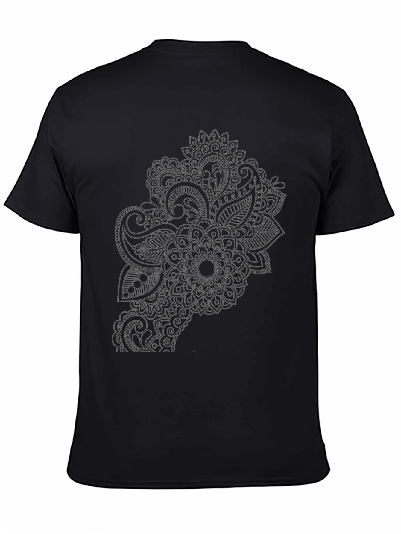 Black Tee with Elegant Mandala Style Design