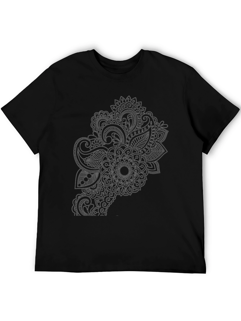 Black Tee with Elegant Mandala Style Design