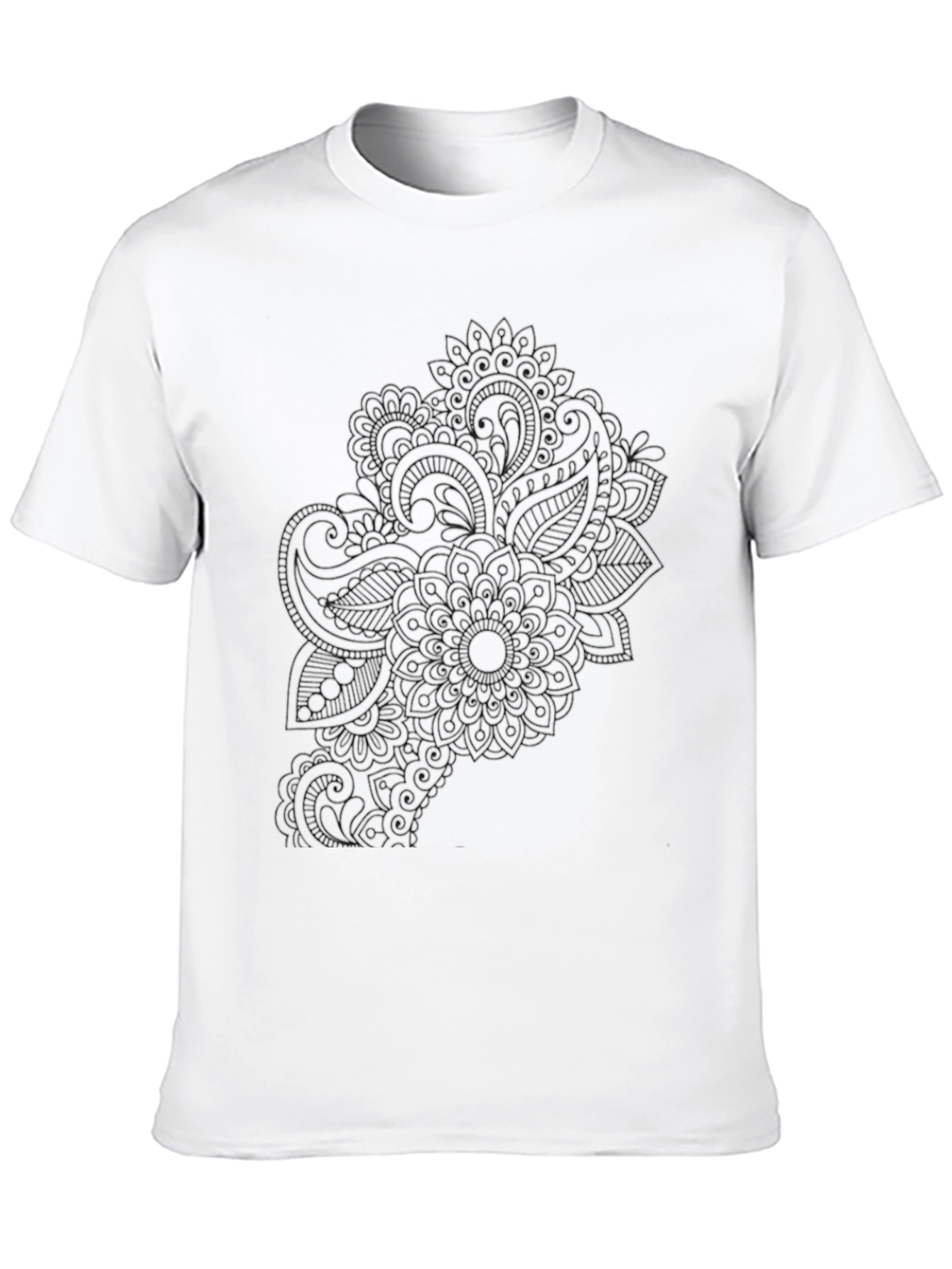 Black Tee with Elegant Mandala Style Design