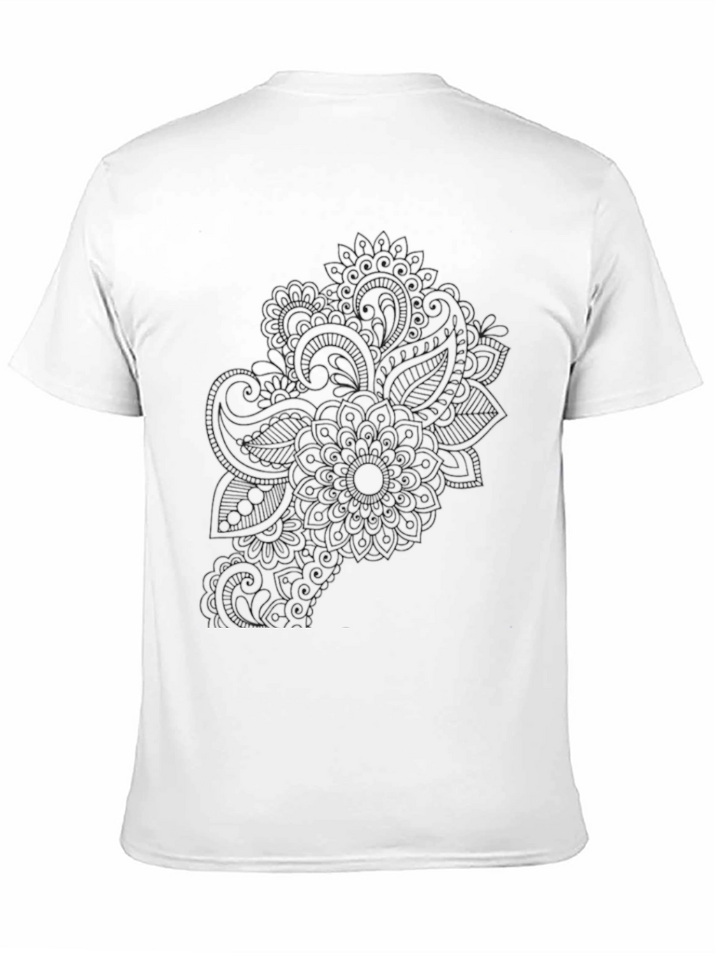 Black Tee with Elegant Mandala Style Design