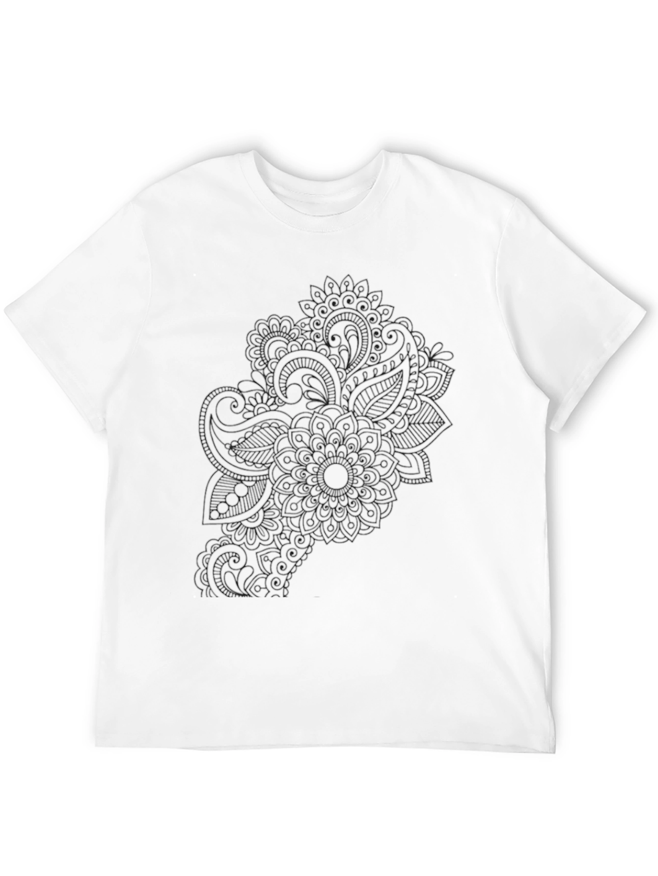 Black Tee with Elegant Mandala Style Design