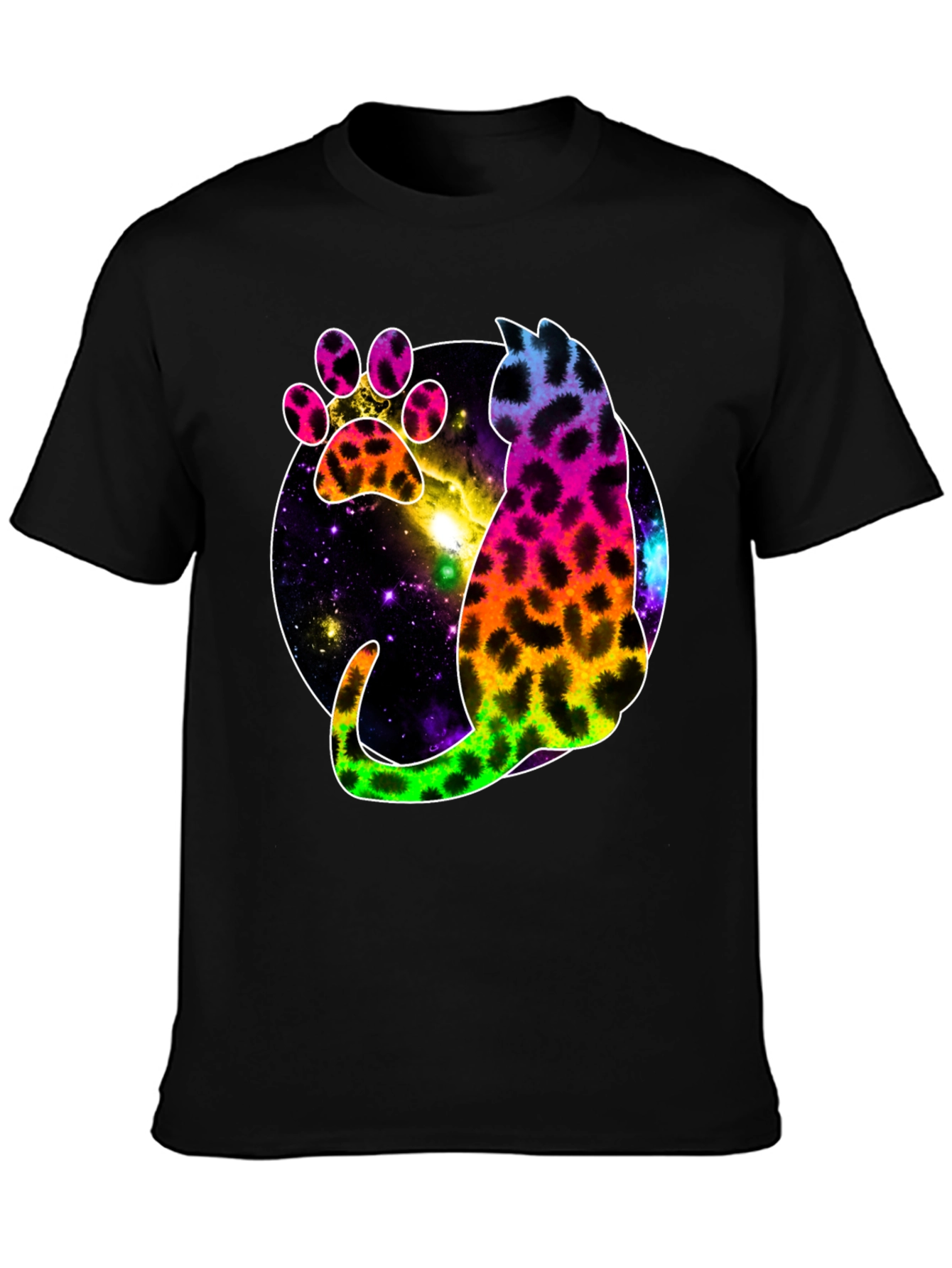 Galaxy Cat Paw Print T-Shirt - Stylish Unisex Tee