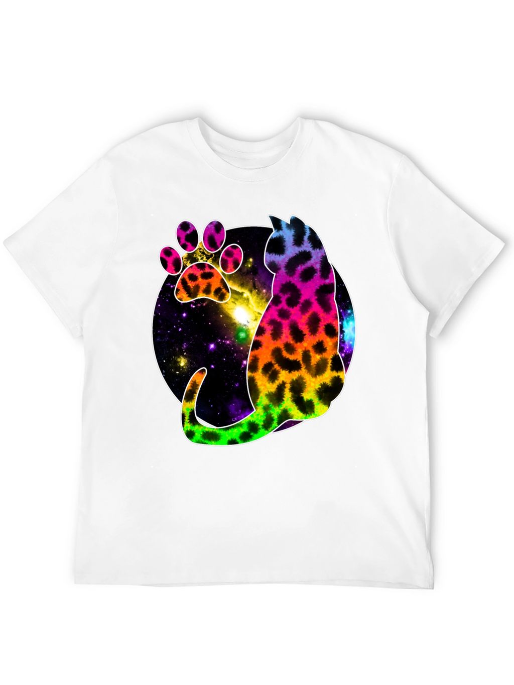 Galaxy Cat Paw Print T-Shirt - Stylish Unisex Tee
