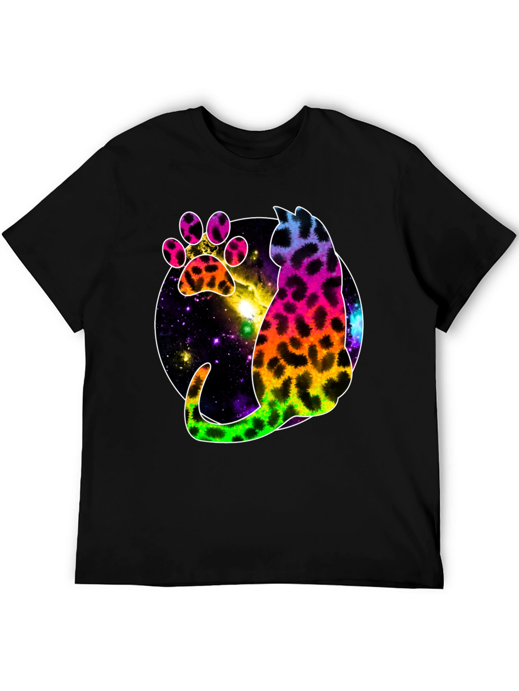 Galaxy Cat Paw Print T-Shirt - Stylish Unisex Tee