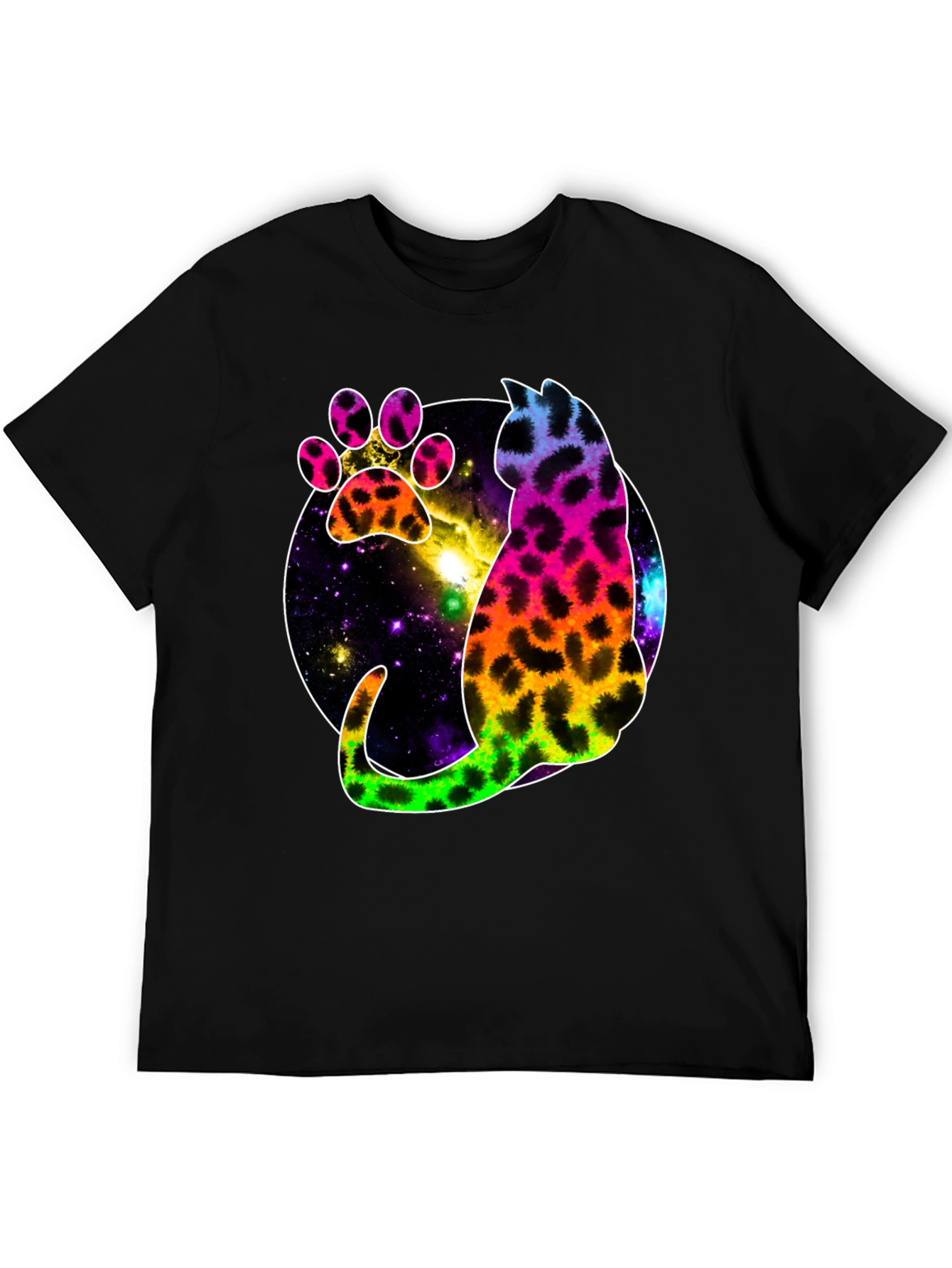 Galaxy Cat Paw Print T-Shirt - Stylish Unisex Tee