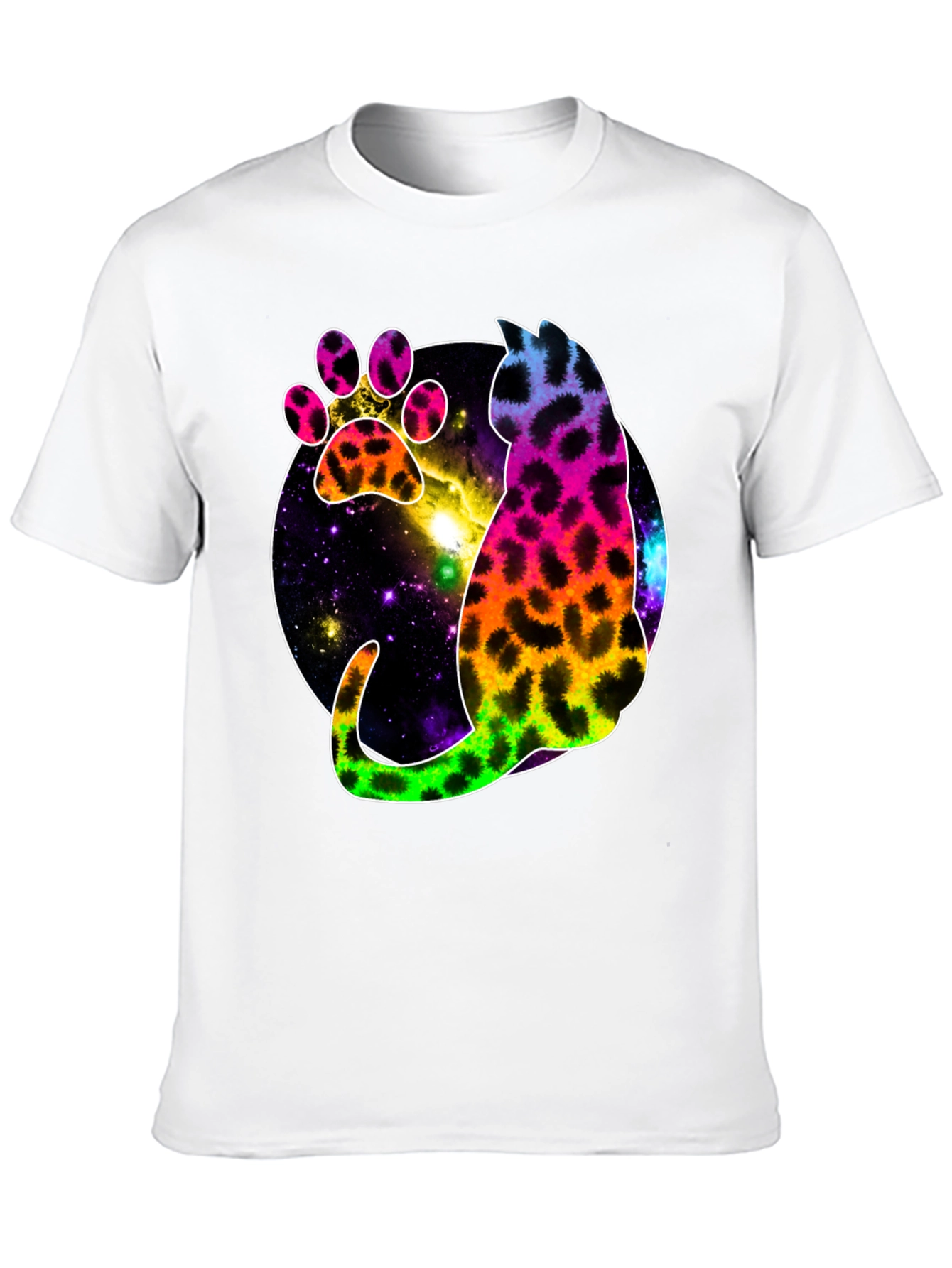 Galaxy Cat Paw Print T-Shirt - Stylish Unisex Tee