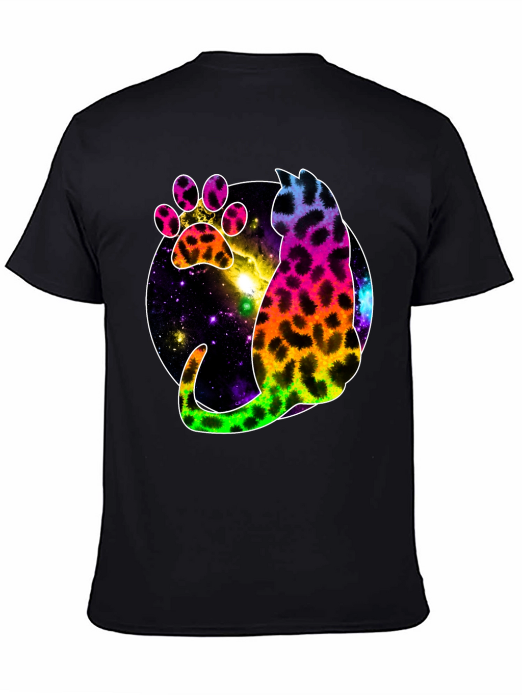 Galaxy Cat Paw Print T-Shirt - Stylish Unisex Tee
