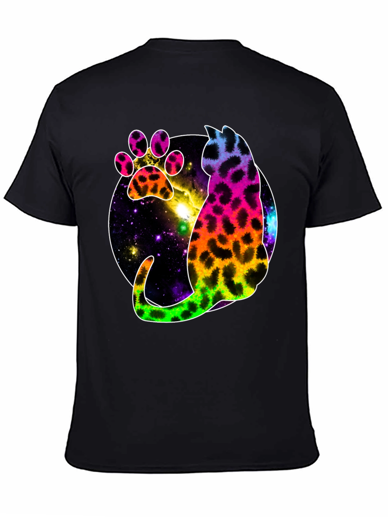 Galaxy Cat Paw Print T-Shirt - Stylish Unisex Tee