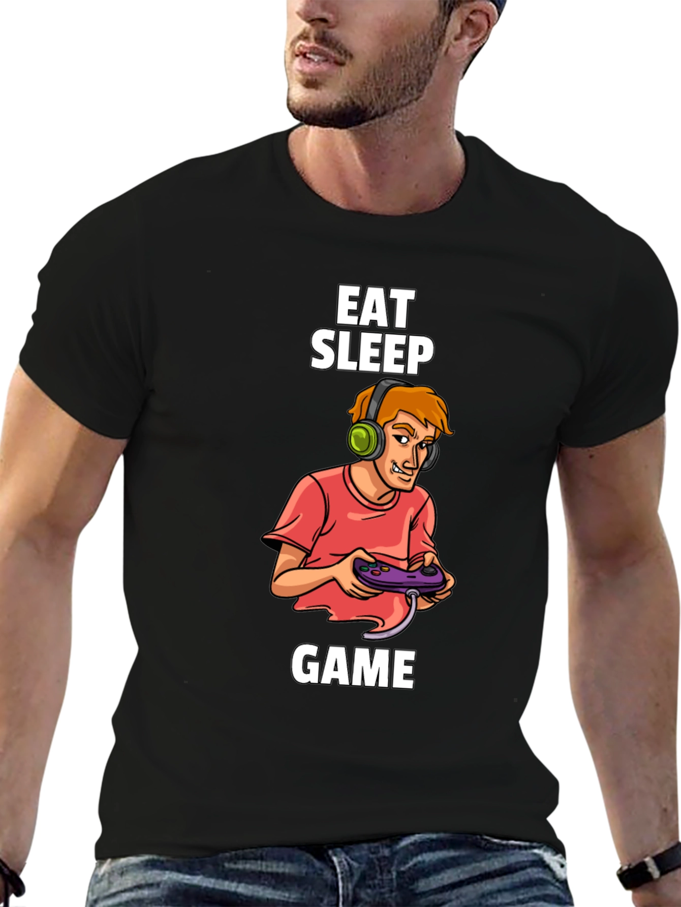 Eat Sleep Game Black T-Shirt