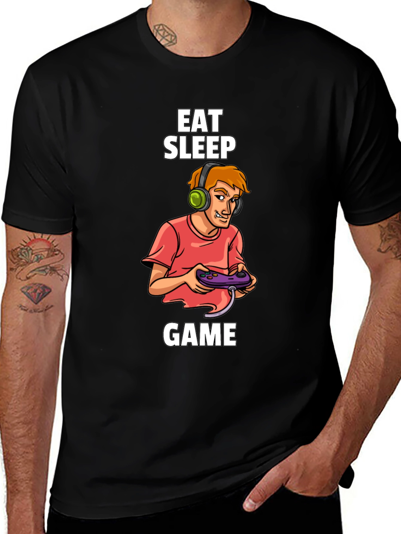 Eat Sleep Game Black T-Shirt