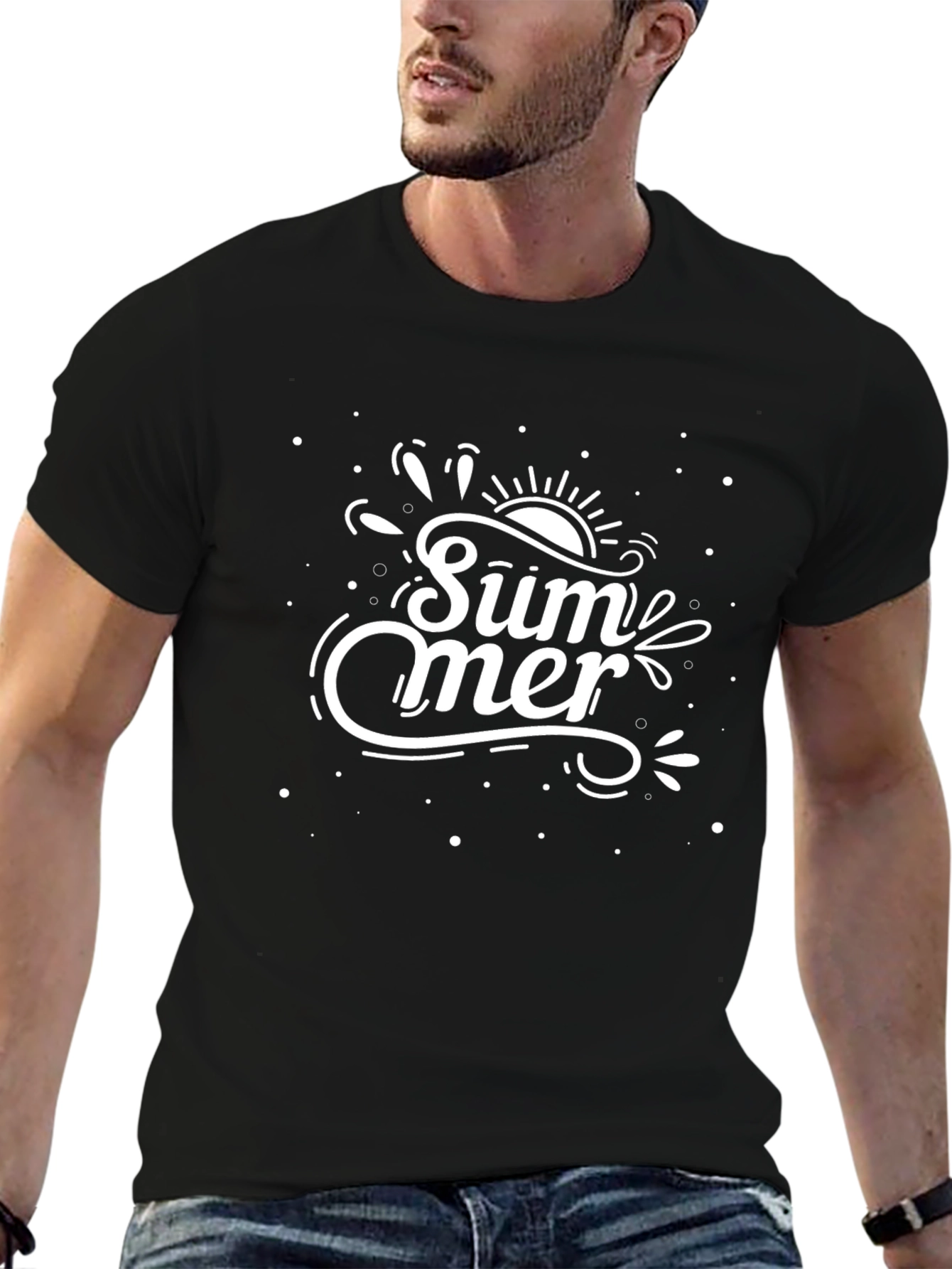 Summer Graphic Tee - Black Cotton T-Shirt