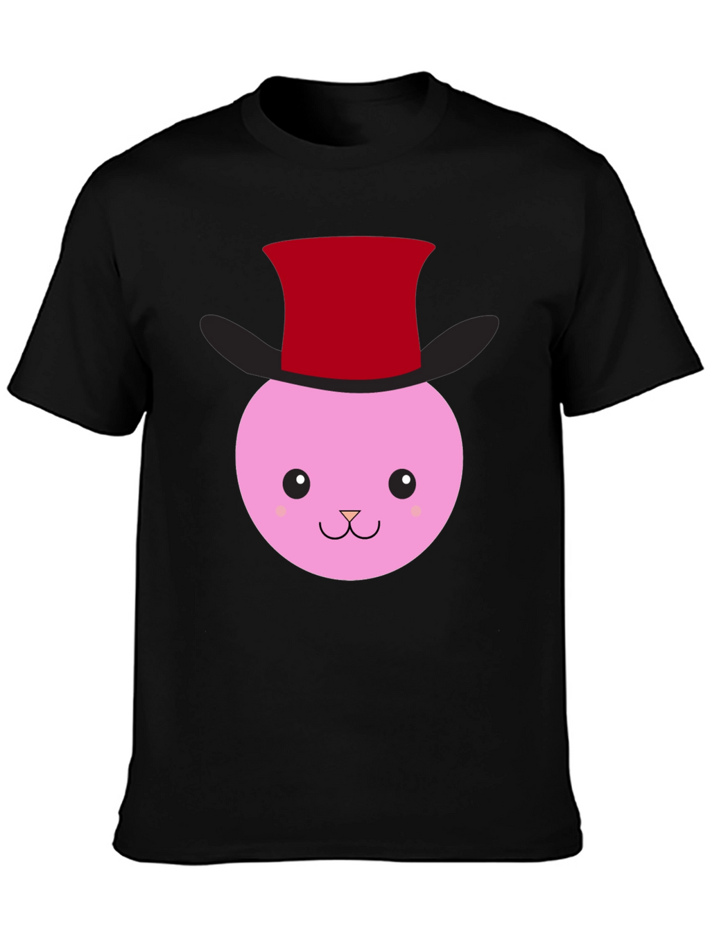 Cute Bunny Top Hat Graphic Tee - Black