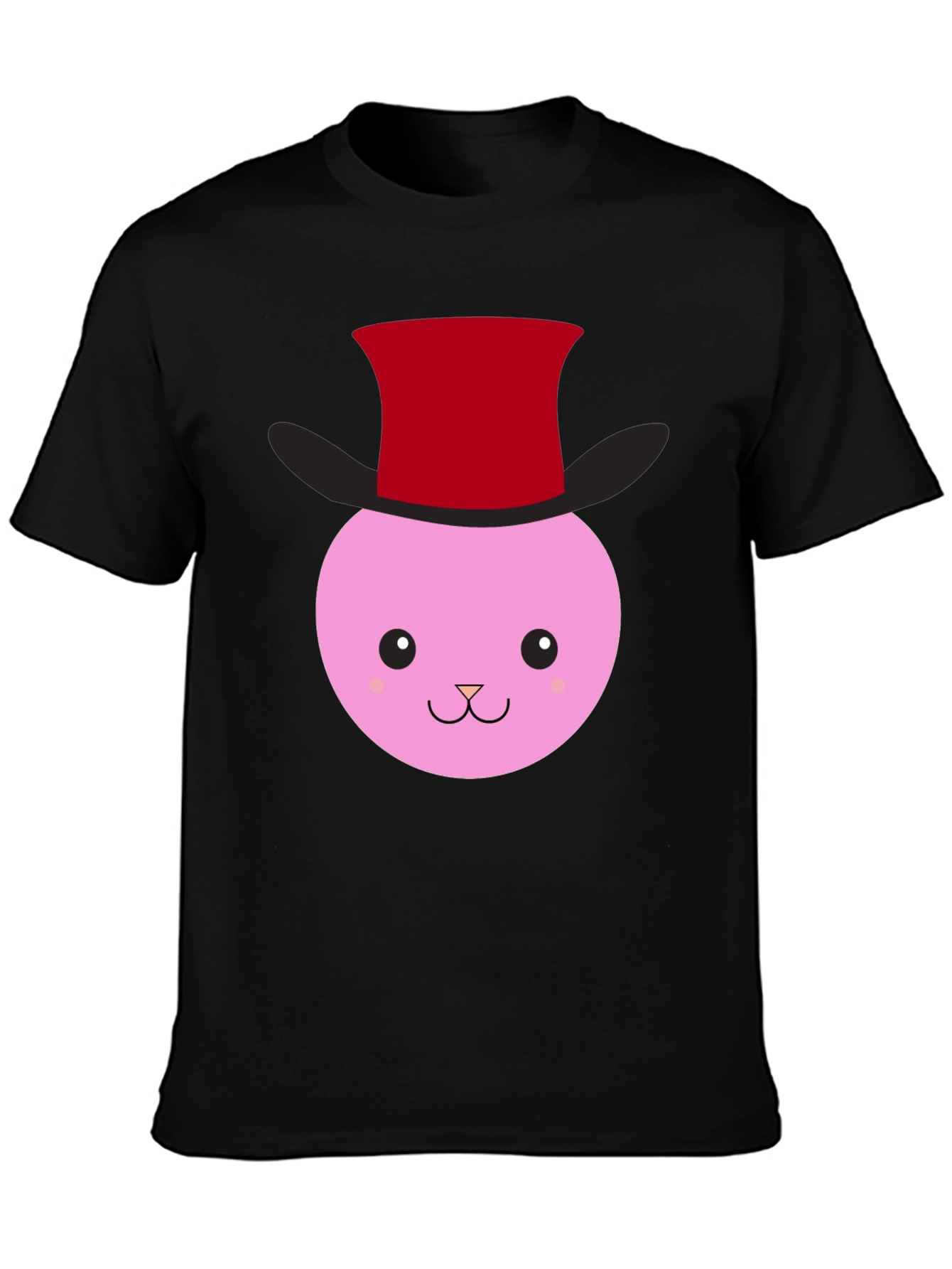 Cute Bunny Top Hat Graphic Tee - Black