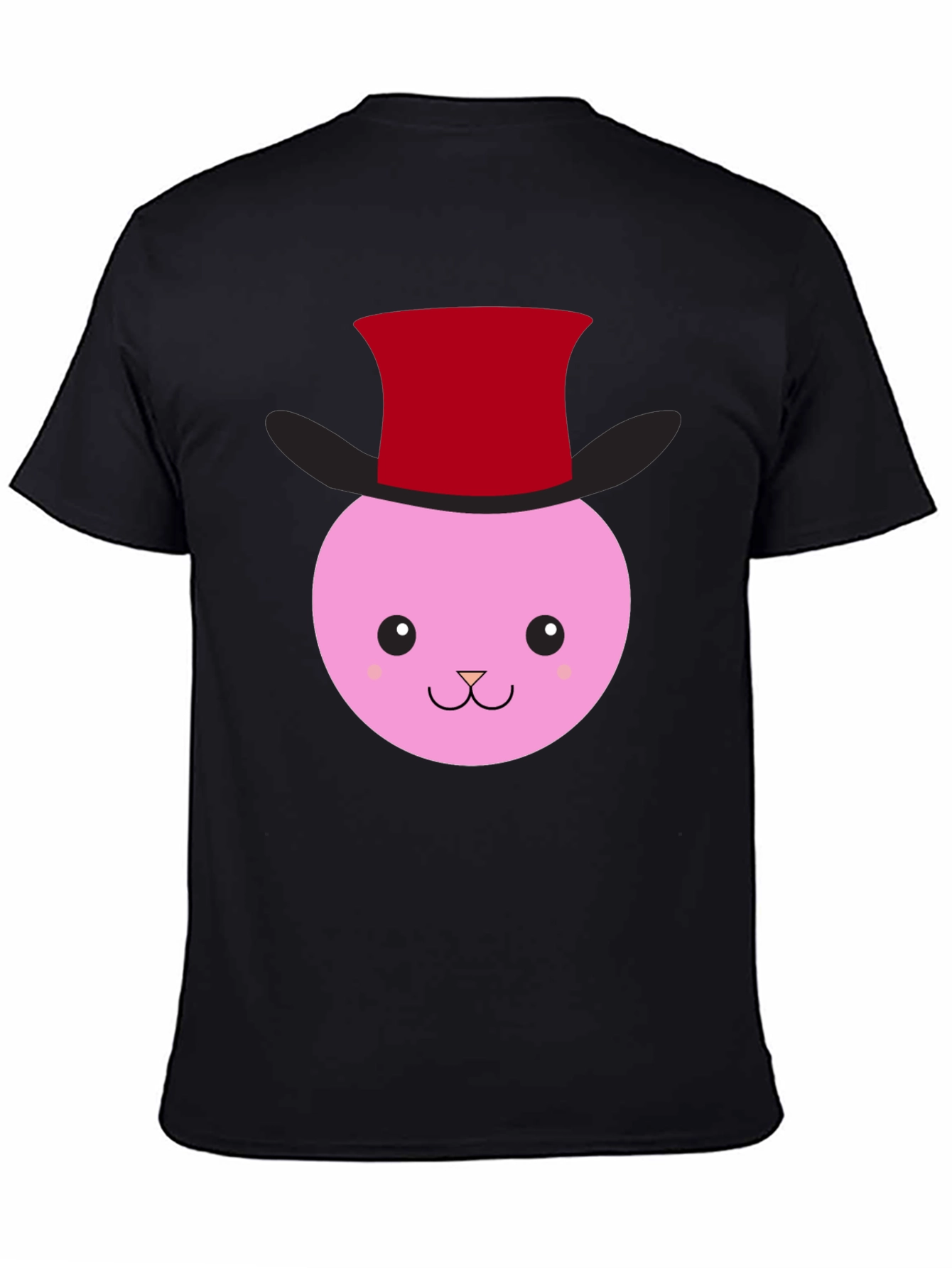 Cute Bunny Top Hat Graphic Tee - Black