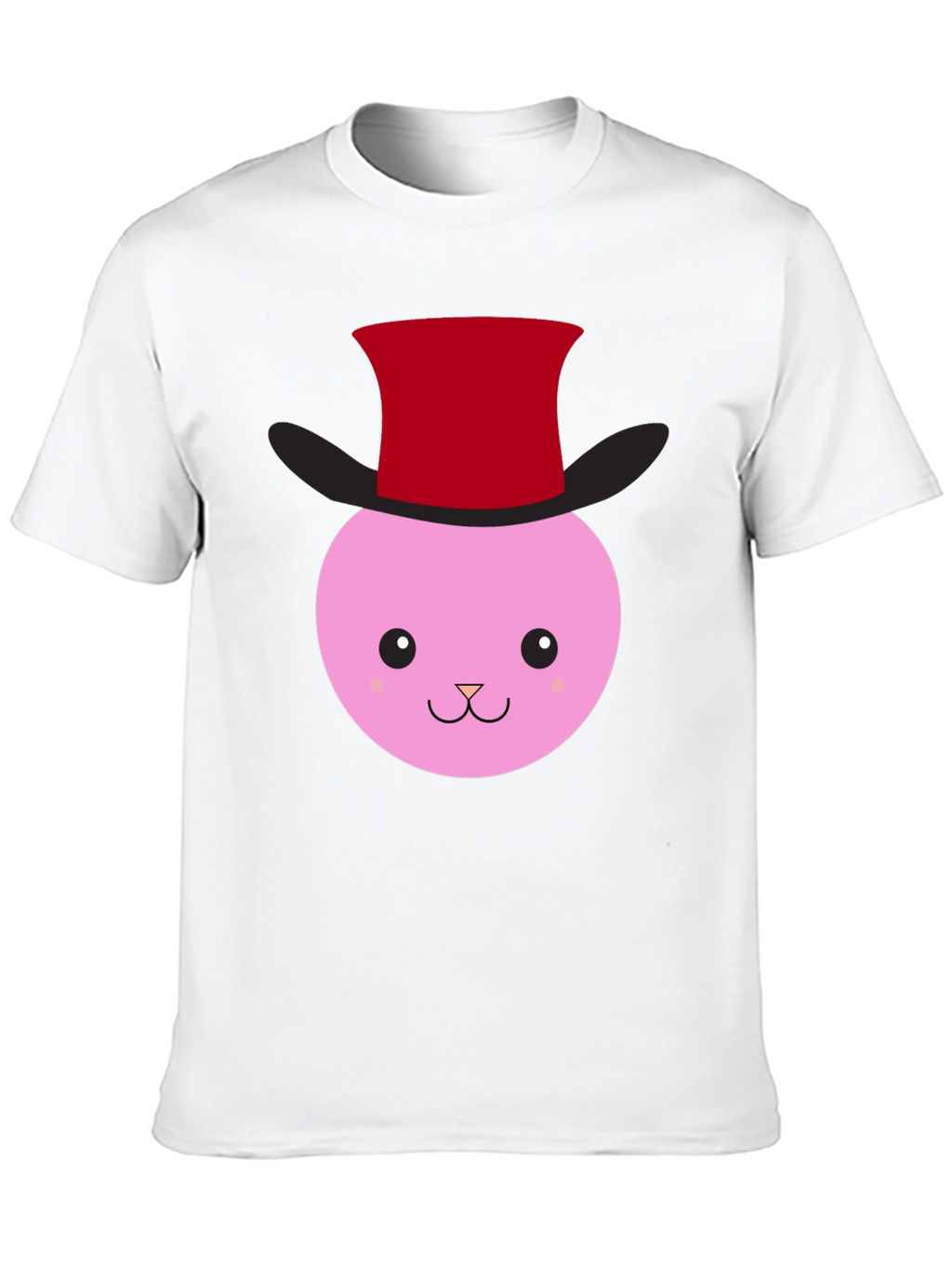 Cute Bunny Top Hat Graphic Tee - Black