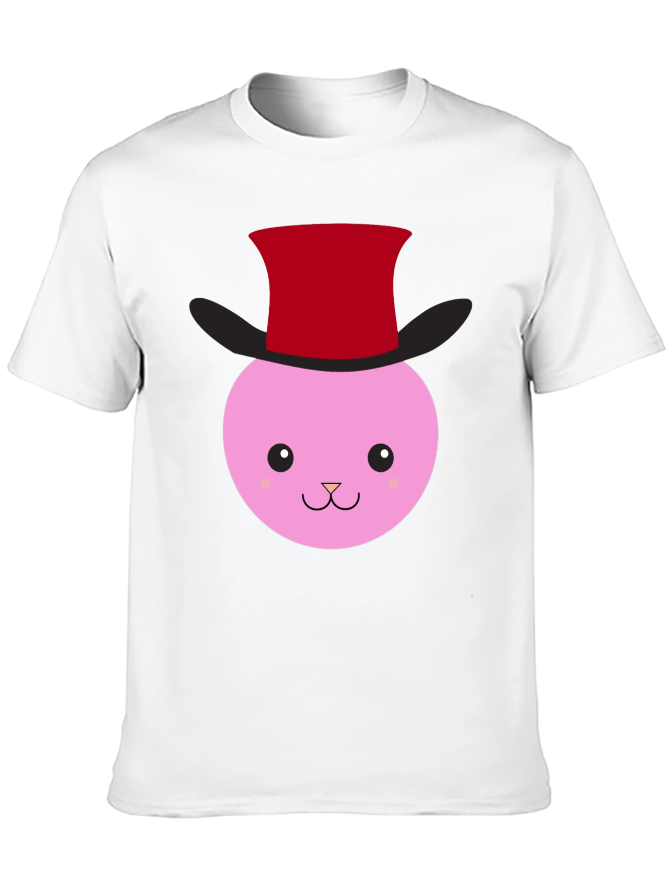 Cute Bunny Top Hat Graphic Tee - Black