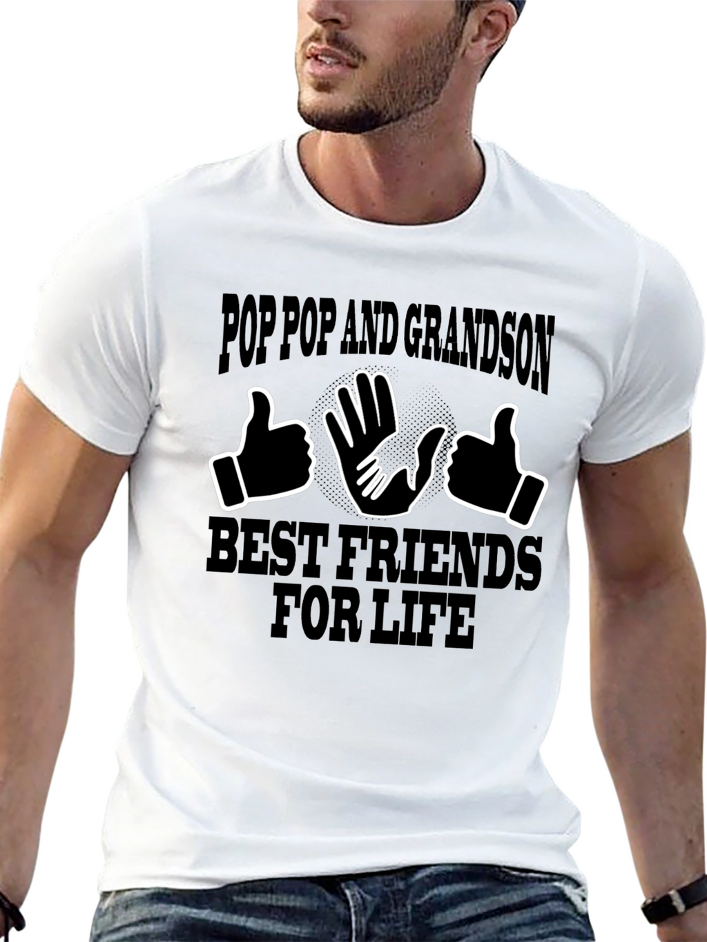 Pop Pop Grandson Best Friends Black Graphic Tee
