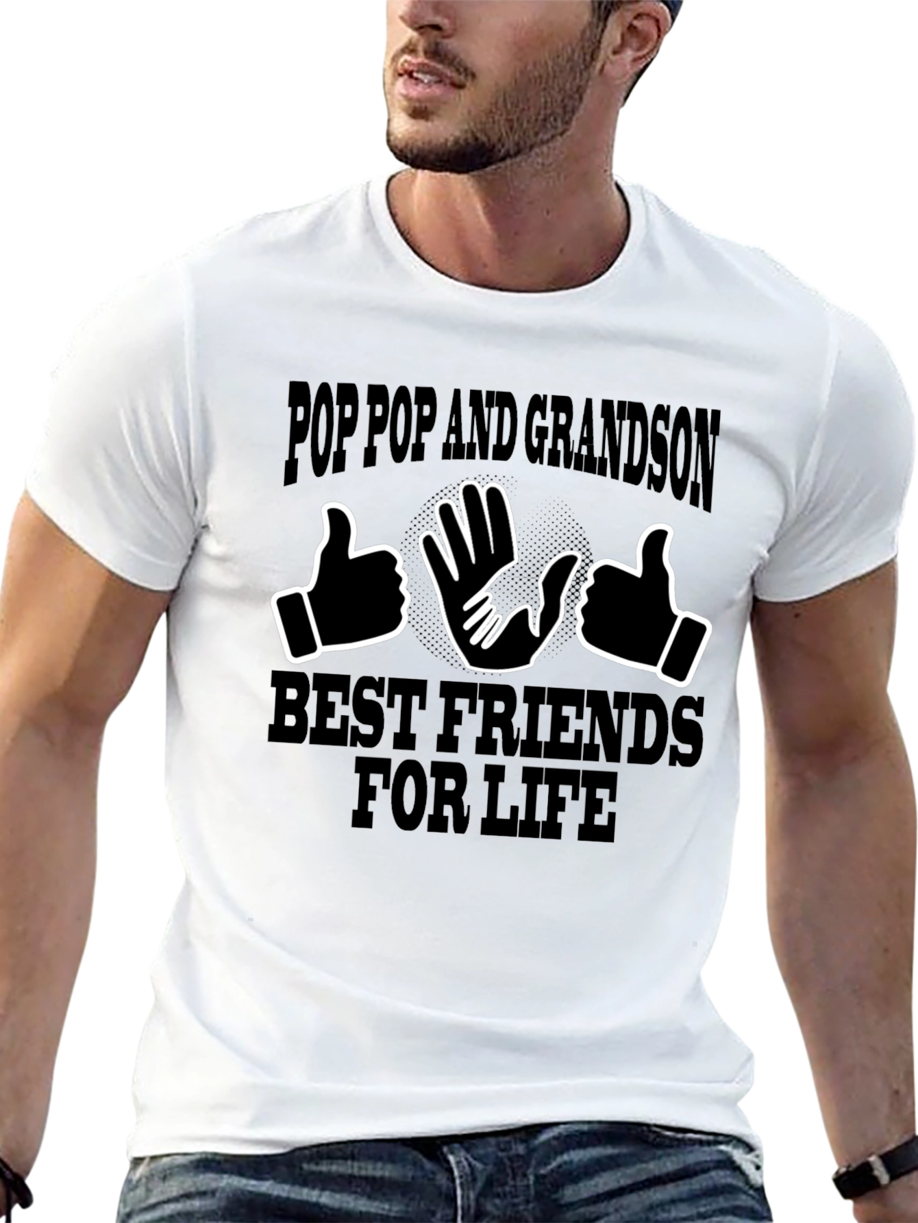 Pop Pop Grandson Best Friends Black Graphic Tee