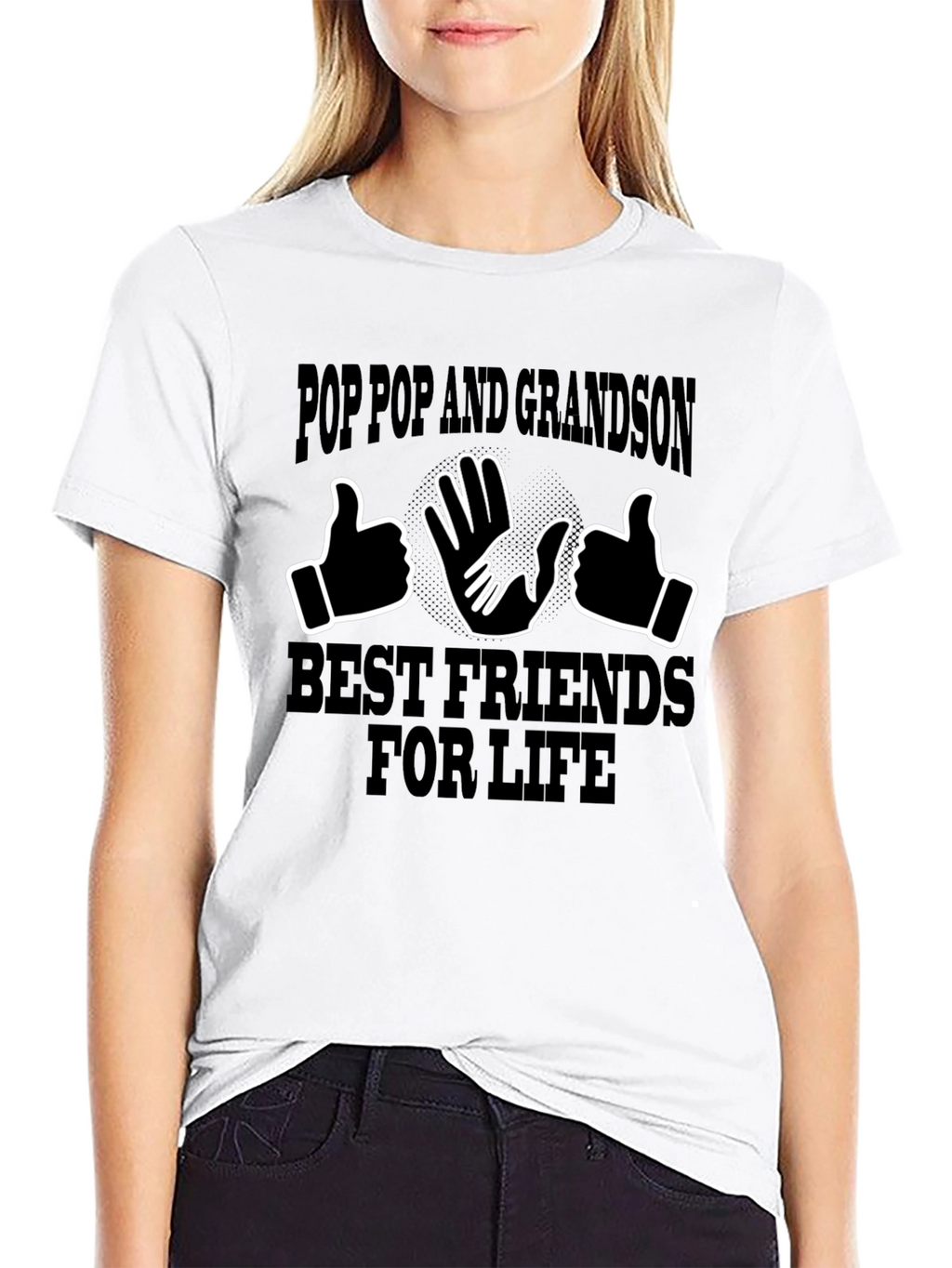 Pop Pop Grandson Best Friends Black Graphic Tee