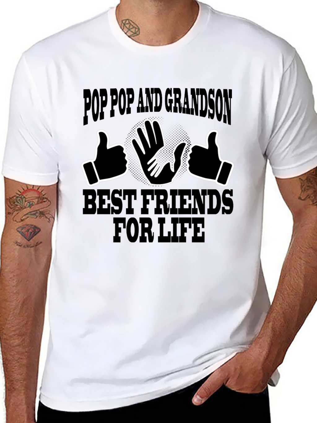 Pop Pop Grandson Best Friends Black Graphic Tee