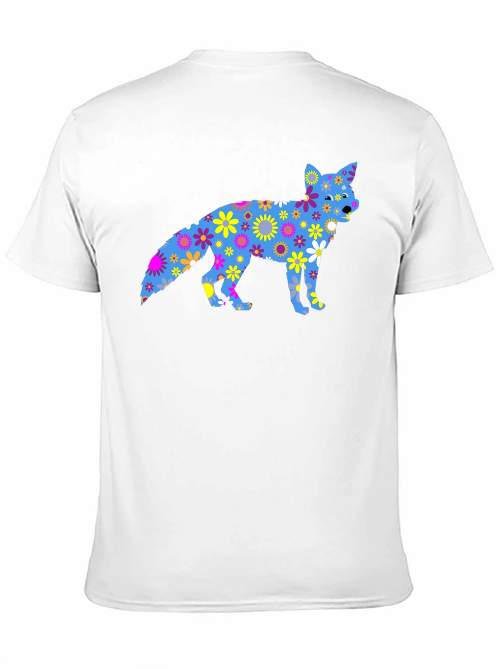 Floral Fox Graphic Tee - Black Cotton T-Shirt
