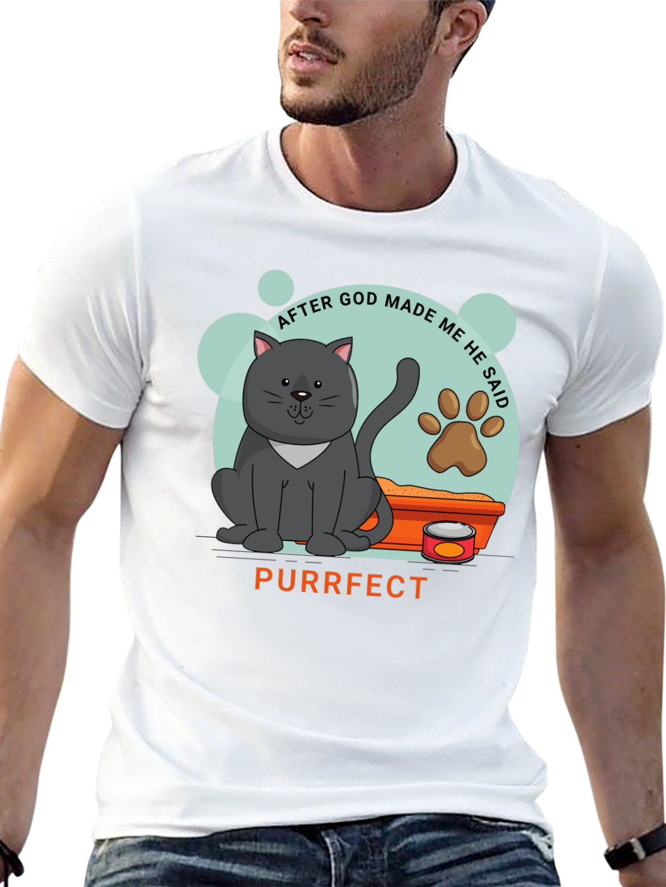 Purrfect Cat Graphic T-Shirt