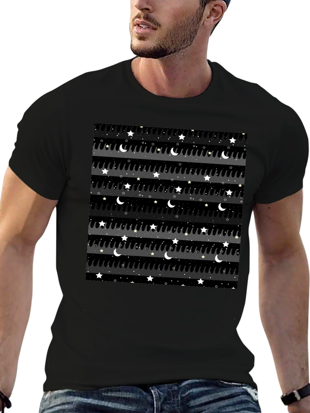 Starry Night Drip Tee - Stylish Graphic T-Shirt
